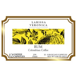 Rum Colombian Coffee (Single Serve K-Cup Pods) (Gourmet, Naturally Flavored, Whole Coffee Beans) (12 pods, ZIN: 574443)