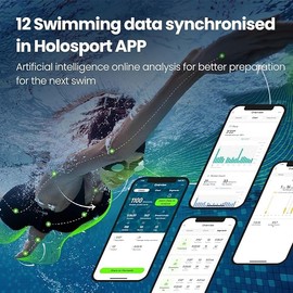 Holoswim 2PRO – Gafas de Natación Inteligentes con Pantalla AR, Antivaho, Plan Profesional de Entrenamiento, Análisis con IA, HoloSport App, Compatibl