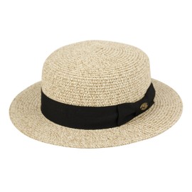 Men's Summer Boater Straw Pork Pie Fedora Flat Top Gambler Hat Natural