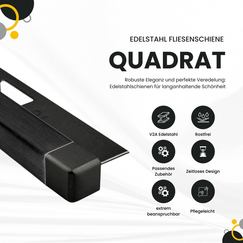 Square Tile Profile Stainless Steel V2A L 250 cm H10