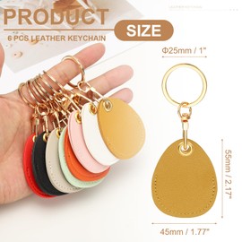PATIKIL 6pcs Leather Keychain Blanks, 45mm Sublimation Keychain Blanks PU Leather Key Chain Bulk Keyring with Rings for Name Tag Dog Cat Collar Keys, Water Drop,Yellow