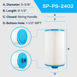 SpiroPure Hot Tub Spa Filter for 78460 5CH-37 303279 FC-2402 PFF42TC-P4