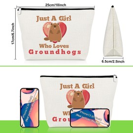Funny Groundhogs Gift Makeup Bag Animal Lover Presents for Women Friend Groundhogs Lover Gift Woodchucks Cosmetic Bag Christmas Birthday Presents for Zoologist Friend Sister Travel Cosmetic Pouch