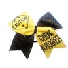 Cheer bows Yellow and black sequin Caution Tumbling in Progress