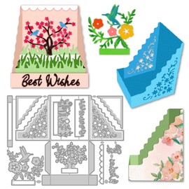 DELORIGIN 3D Cutting Dies for Display Boxes for Card Making Flowers Birds Box Made of Carbon Steel Scrapbooking Stencils Embossing Template for DIY Paper Craft Box