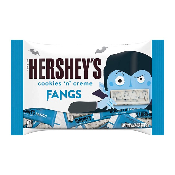 HERSHEY'S Halloween Cookies 'N' Creme Fang Candy, 9.82 Oz