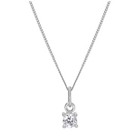 jewellerybox Sterling Silver Clear CZ April Birthstone Necklace - 22 Inches