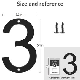 Acrylic Address Sign House Numbers for Outside, Easy to Install 3D Matte Weatherproof No Rust, Individual Building Numbers for Address Sign,Door Mailbox Decor Home Address Number (Number 3)
