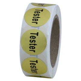 Hybsk Clear Cosmetic Tester Labels 20mm Round Total 500 Per Roll (1 Roll) (Gold)