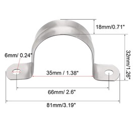 TA-VIGOR 8Pcs Rigid Pipe Straps, 35mm 2 Holes Stainless Steel Tension Tube Clip Clamp, Heavy Duty Conduit Clamps for Pipe Tube Wire Fixing, Laying Plumbing, Electricity, Exhaust