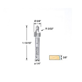 Amana Tool MR0110 Corner Rounding with Mini 3/16 Ball Bearing Guide 3/8-Inch Diameter, 3/32-Inch Radius, 1/4-Inch Shank, Carbide Tipped Router Bit