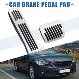 MACHSWON Car Car Interior Foot Pedal Pads Accelerator Gas Brake Pedal Cover Anti Slip Aluminum Alloy Kit Silver Tone Black for Mazda 2 3 6 CX-3 CX-5 CX-9