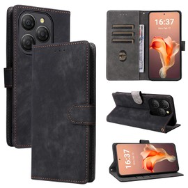 BEEJTUNY Leather Case For Blackview Shark 9 5G, Wallet Function with RFID Protection, Magnetic Closing Shell, Built-in TPU Protective Cover.Black