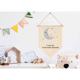 I Love You to the Moon-Flag Sign Gifts for Baby Newborn Boys Girls Kids-Banner Wall Decor Gifts for Nursery Bedroom Playroom Front Door-Baby Gift Shower-New Home Gift-Birthday Christmas Gift