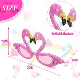 Weewooday Glittered Flamingo Sunglasses Party Sunglasses Hawaiian Novelty Eyewear for Adults Fancy Dress(6 Pieces)