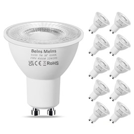 Belns Melns GU10 LED Cool White, LED GU10 Spotlight, 7 W (Replaces 50 W Halogen), 450 lm, 6500 Kelvin, Cool White, Pack of 10