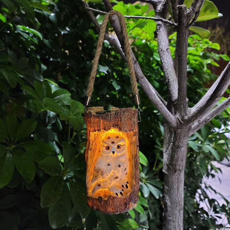 Solar Lights Outdoor Owl Fox in Stump LED Garden Lamp