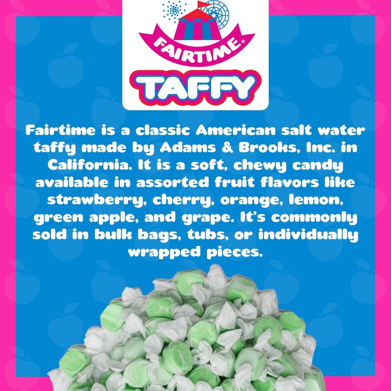 Fairtime Green Apple Taffy, 3 Pound Bag (Pack of 1)