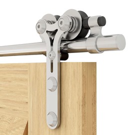 CCJH 8FT Barn Door Hardware Sliding Track Kit Stainless Steel Heavy Duty for Single Wood Door (Y Shape Hanger)