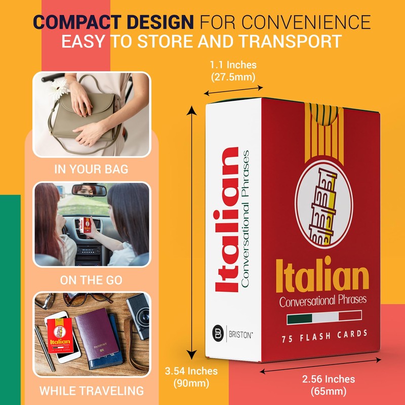 Italian Conversational Phrase Flash Cards - 75 Beginner Sayings for