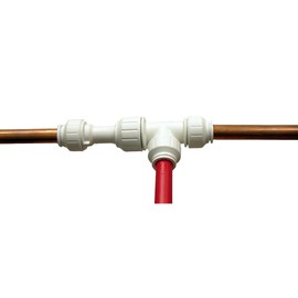 John Guest Speedfit 3/4 Inch CTS Slip Tee Connector, Push to Connect Plastic Plumbing Fitting, White, 3/4TKP