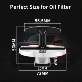 FLMQS Oil Filter Plug Tool, Aluminum Alloy Oil Filter Plug Cap Off Tool For Dodge Ram 2500, 3500, 4500, 5500 Cummins Turbo Diesel 5.7L 5.9L 6.4L 6.7L MO285 05083285AA Car Accessories-Silver