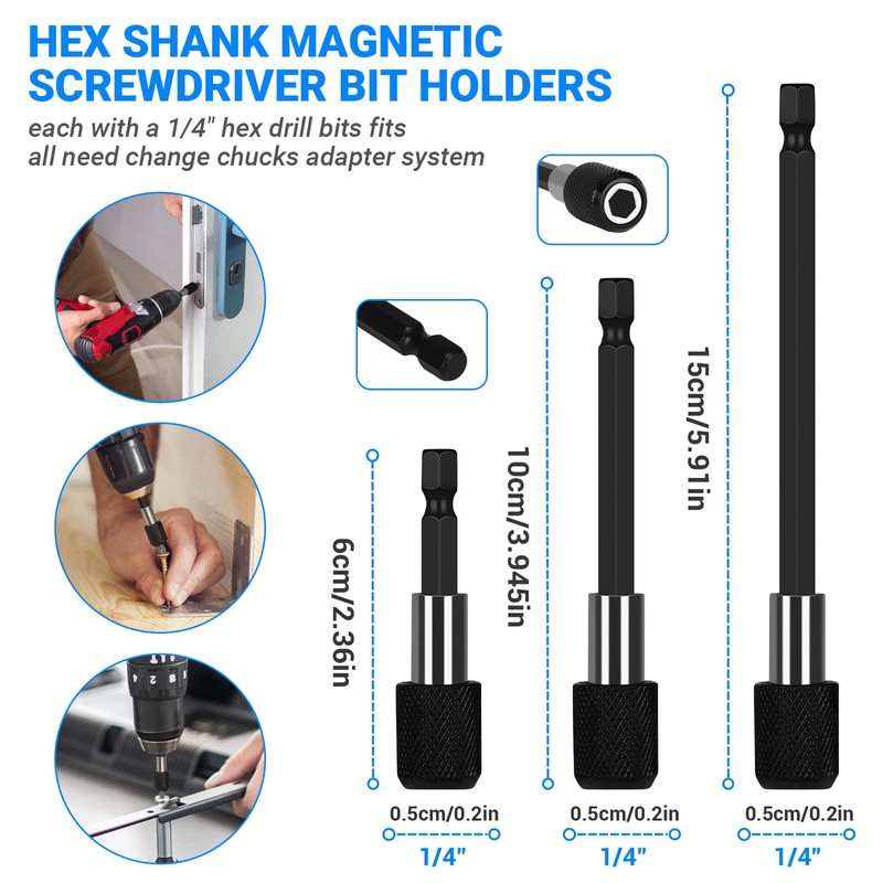 Flexible Drill Bit Extension Set 19pcs, Hex Shank 105°Right Angle