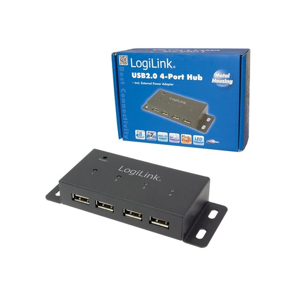 Logilink USB 2.0 Hub with 4 Ports Metal Black