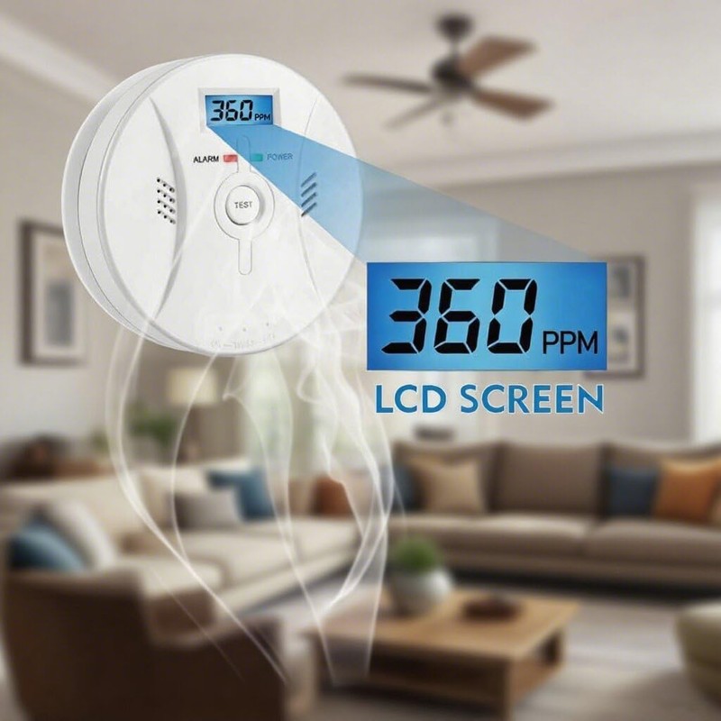 Compact Carbon Monoxide Alarm for Kitchens - 85 dB Sound,