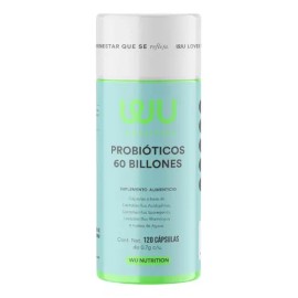 Suplemento Probioticos 60 Billones Wu Nutrition 120 Capsulas Prebioticos Lactobacilos Inulina de Agave Recupera Flora Bienestar                       