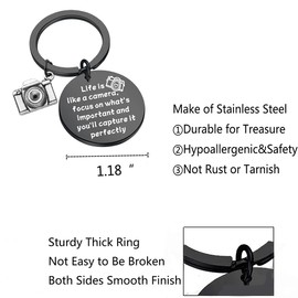 Photographer Gift Camera Charm Keychain Wedding Photographer Gift Camera Jewelry Gifts for Videographer Inspirational Gift (black)