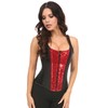 Top Drawer Black Satin & Red Sequin Steel Boned Corset