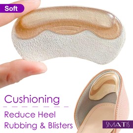 SMATIS Heel Grips for Shoes Too Big, 2 Pairs Anti-Slip Heel Pads for Women and Men Preventing Heel Rubbing and Blisters and Slip Out （Beige）