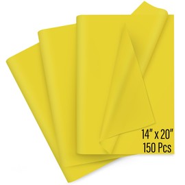 SANZIX 150 Sheets Yellow Tissue Paper for Gift Bags Bulk 14x20 Inch - Yellow Wrapping Paper for Gifts Wrap, Flower Wrap, Wedding, Holiday, Birthday Party, DIY Crafts, Thanksgiving & Easter Decorations
