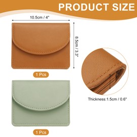 sourcing map 2 Pcs Leather Business Card Case, Professional Slim Business Card Holder Business Card Holder Wallet with 3 Card Slots for Men and Women, (Light Brown/Light Green)
