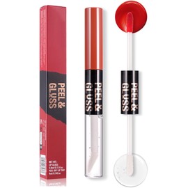 Labial Tipo Tinta Peel-Off Mate Doble Cabezal con Brillo, 04 Doble Cabezal Funciona, Acabado Mate,Brillo Transparente Reparador, Waterproof, Hidratante, Larga Duración, Fácil de Aplicar
