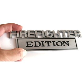 2pcs Big Size Firefighter Edition Emblem, Firefighter Edition Decal Car Badge for Pickup Truck Car Truck Motorcycle F150 F250 F350 (Chrome)