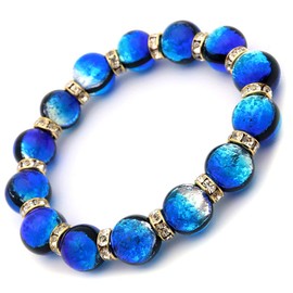 Yonaguni Blue Luminous Firefly Glass Bracelet, 0.5 inches (12 mm), Sparkle, Men's, Women's, Okinawa, Souvenir, Power Stone