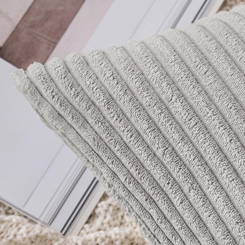 SLOZZI Set of 2 Corduroy Cushion Covers, Light Grey, 45