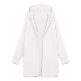 MAGCOMSEN Womens Hooded Cardigan with Pockets Open Front Sweater Coats 2024 Fall Casual Lightweight Coatigan White, XL