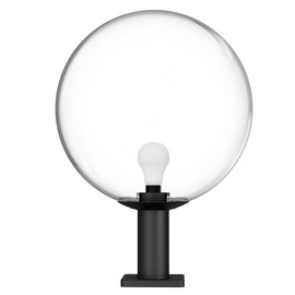 KastLite 18" Globe Pier Mount Outdoor Lighting with LED Lamp & 6" Stub Post | UV & Waterproof Pillar/Column Lights | Deck Driveway Yard Patio & Garden Fixture | Made in USA | Clear Cover, Black Base