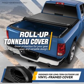 Auto Dynasty Roll-up Truck Bed Tonneau Cover Kit Compatible with Toyota Tundra 5.5Ft Bed 2022 2023 2024, Matte Black Vinyl Soft Top