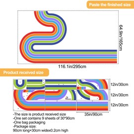 65" x116" Large Removable Boho Rainbow Road Wall Decor Colorful Self Adhesive Pastel Rainbow Wall Sticker Peel and Stick Giant Rainbow Wall Decal Wallpaper for Kids Baby Girl Bedroom Nursery (A)