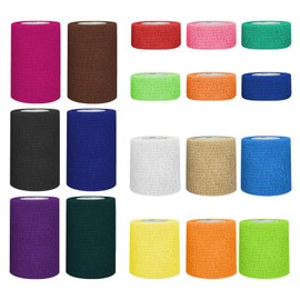BIRDDIE 1"/2"/3" Self Adhesive Bandage Wraps Set, 18 Rolls Colorful Breathable Elastic Cohesive Bandage Wrap, Vet Wrap, Ankle Tape, Tattoo Tape Wrap, Medical Tape, Color Athletic Tape (Rainbow Color)