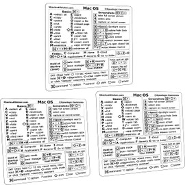 SYNERLOGIC (3pk) MacOS M1+Intel Monterey/Big Sur/Catalina/Mojave Keyboard Shortcuts, Clear Vinyl Sticker, No-Residue Adhesive, for 13-16" MacBook Pro/Air/Mac Mini/iMac