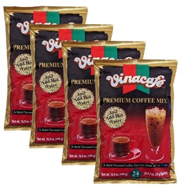 Vinacafe Premium 3 in 1 Instant Coffee Mix, New & Improved Version, Unique Blend of Both Arabica & Robusta Coffee Beans, 96 Count Packets (4 Bags)