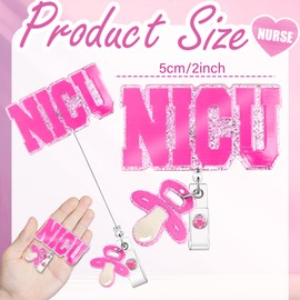 SEEVOR NICU Nurse Badge Reel Retractable Nursing ID Clip Nursing Badge Holder for NICU Nurse (Pink)