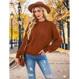 XIEERDUO Early Fall Fashion Womens Sweaters Dressy Casual Cashmere Sweater Long Sleeve Tops Business Casual Outfits Caramel M