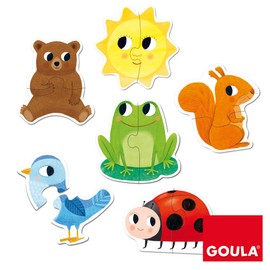 Goula 53173 6 Animal Shaped Puzzles, 2 Pieces, Multi-Colour, One Size