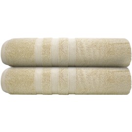 TURKWELL Luxury Bath Sheets Towels Set, 100% Combed Cotton, 35x70 in Extra Large Bath Towels for Bathroom Decor, Hotel, Spa, Gym, Beach Towel, Bath Towel Set of 2 (Beige)